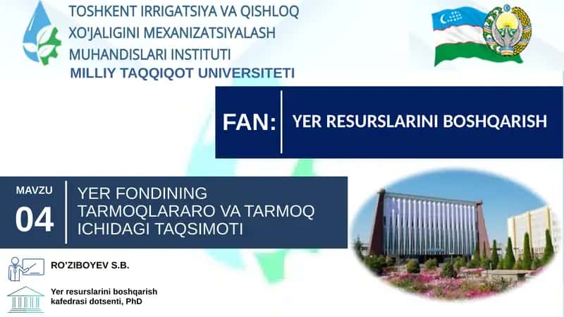 YER RESURALARINI BOSHQARISH