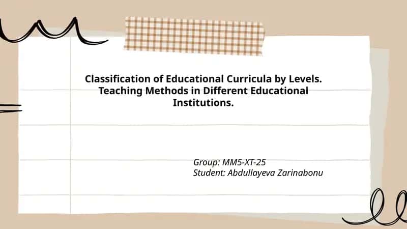 Early childhood and pre-primary curricula classification