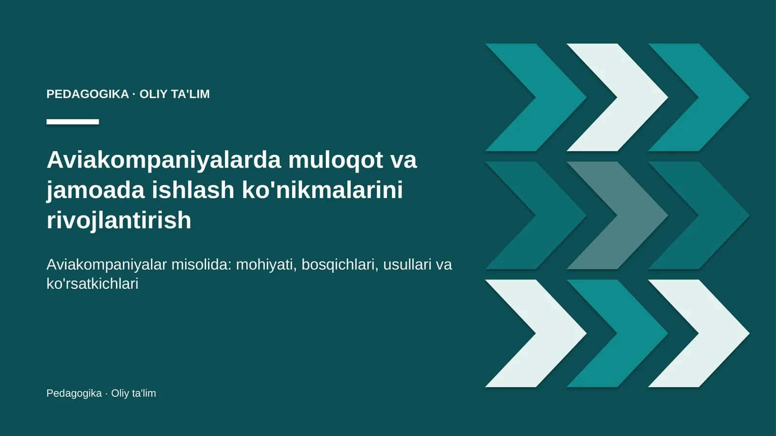Aviakompaniyalarda muloqot va jamoada ishlash ko'nikmalarini rivojlantirish