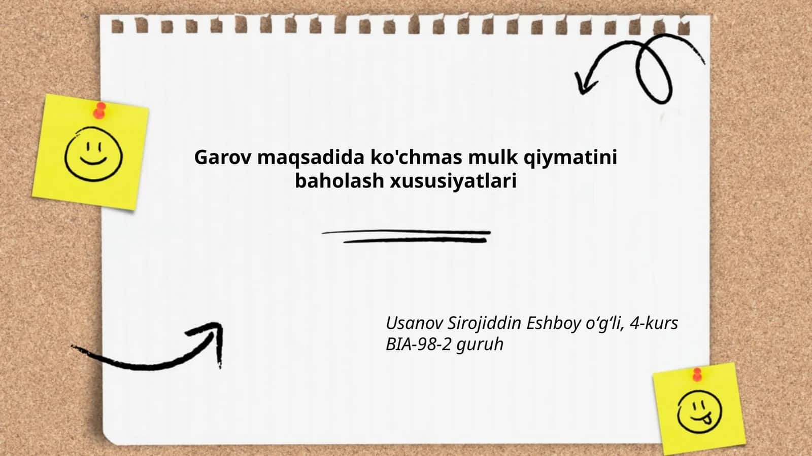 Garov maqsadida ko'chmas mulk qiymatini baholash xususiyatlari