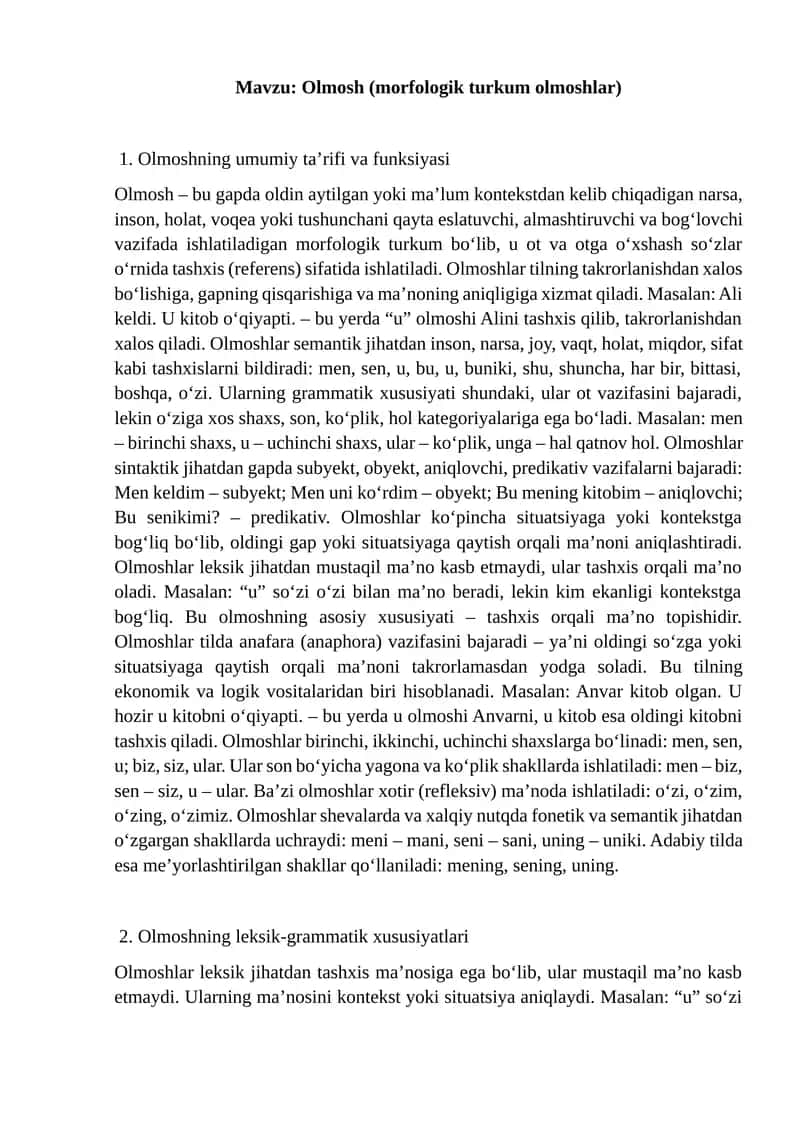 Olmosh (morfologik turkum olmoshlar)