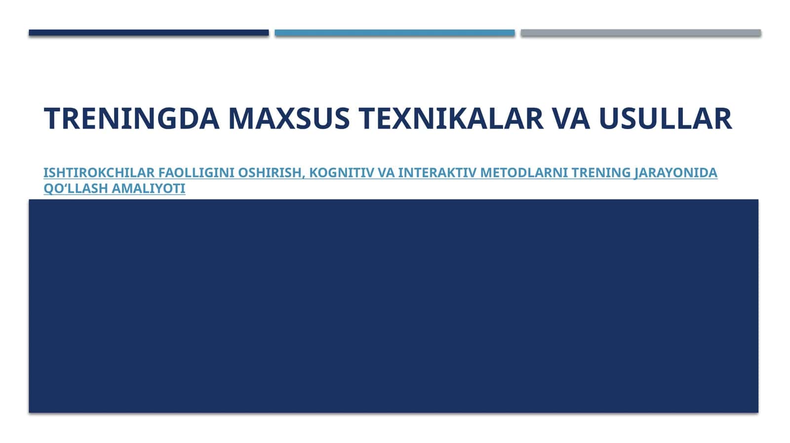 Trendingda maxsus texnikalar va usullar