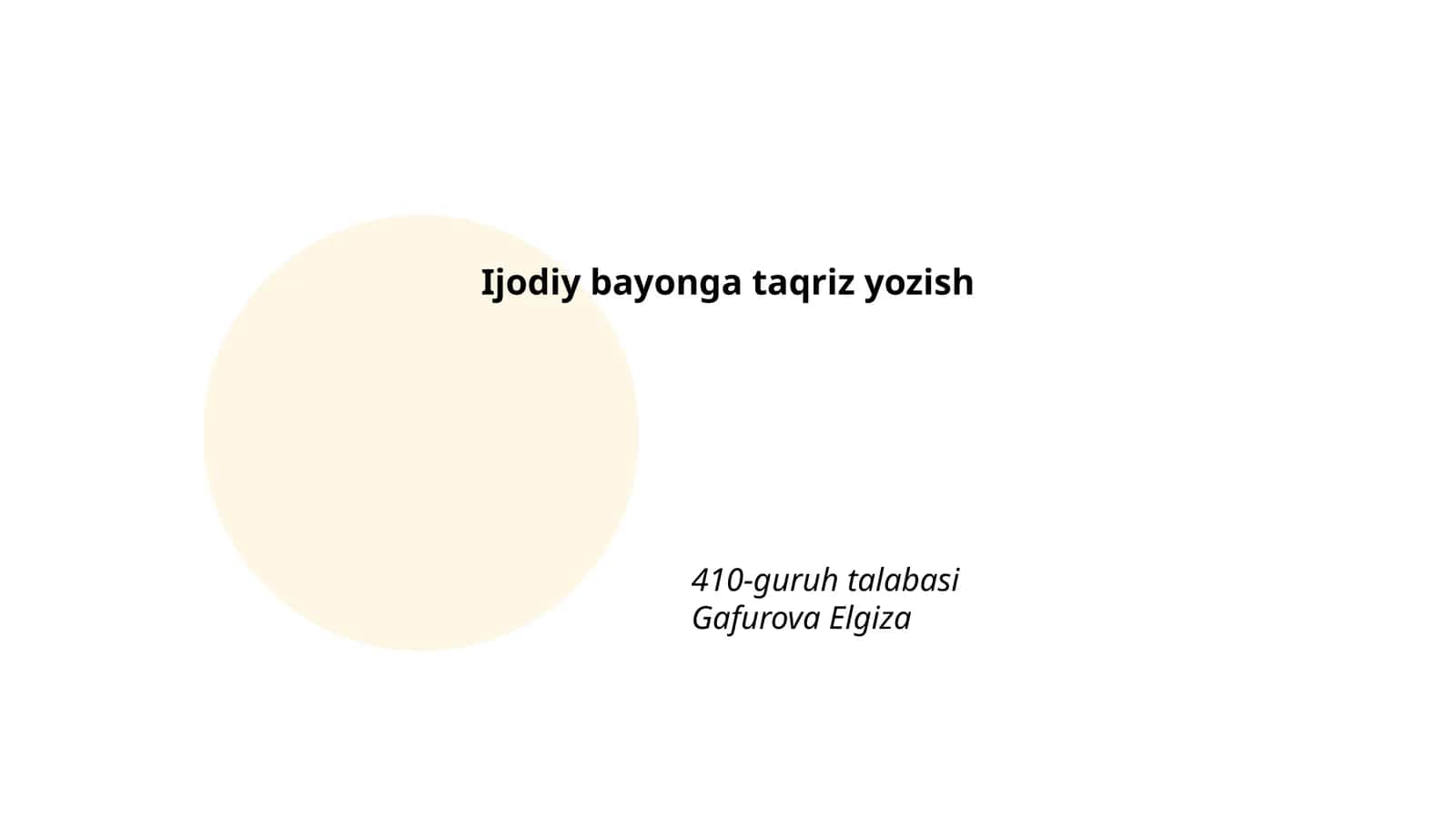 Ijodiy bayonga taqriz yozish