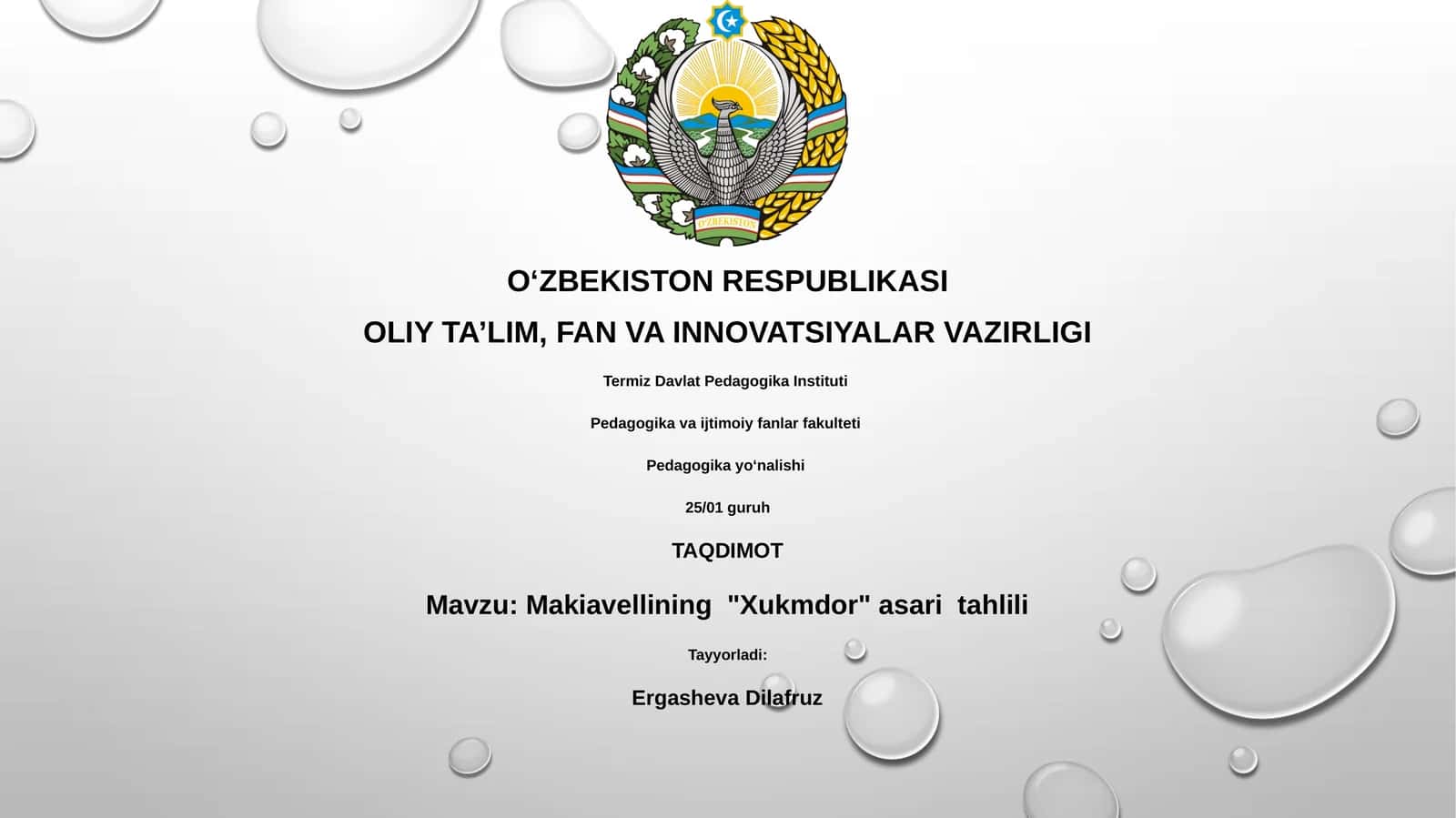 Makiavellining "Xukmdor" asari tahlili