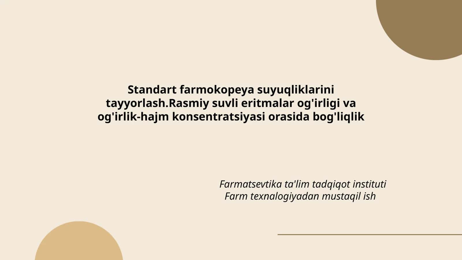 Standart farmokopeya suyuqliklarini tayyorlash