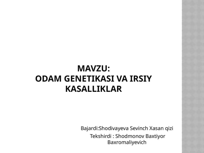 Odammenetikasivairsiykasalliklar