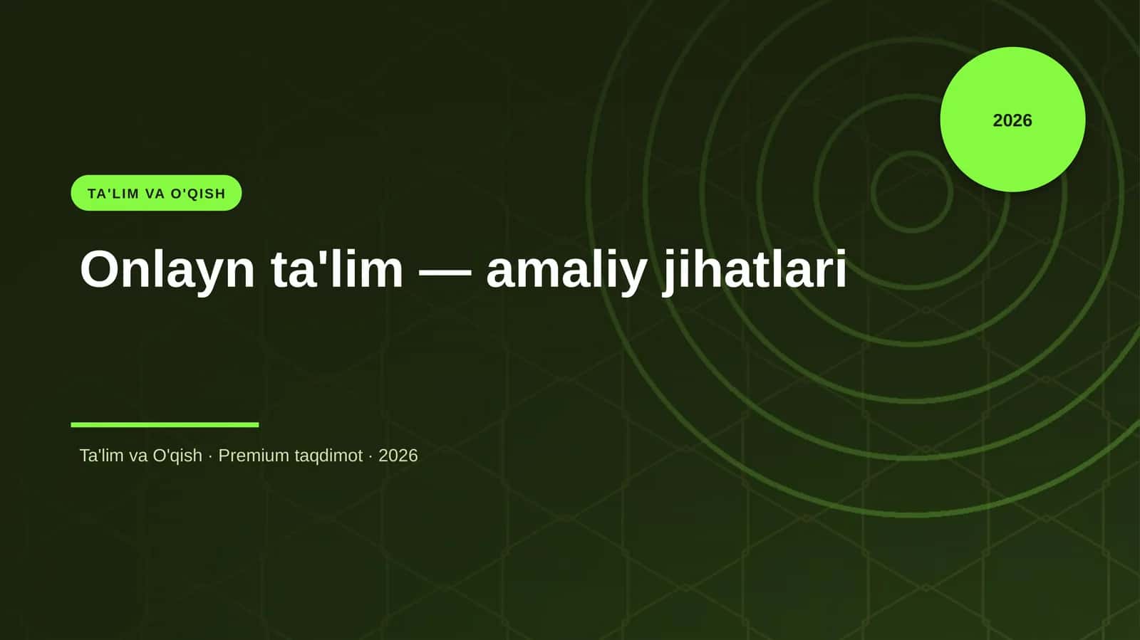 Onlayn ta'lim — amaliy jihatlari