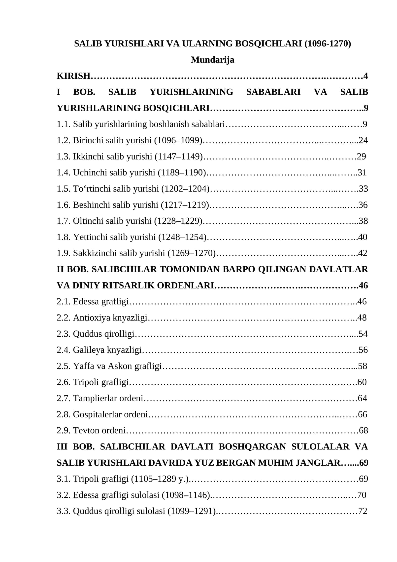 SALIB YURISHLARI VA ULARNING BOSQICHLARI (1096-1270)