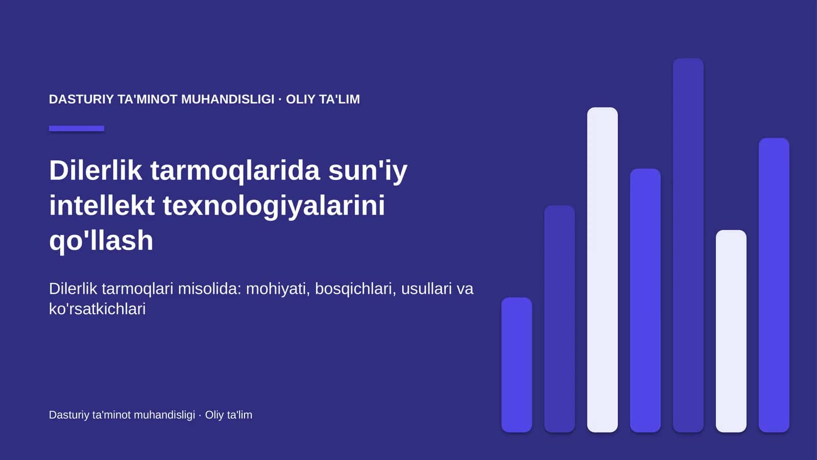 DASTURIY TA'MINOT MUHANDISLIGI · OLIY TA'LIM