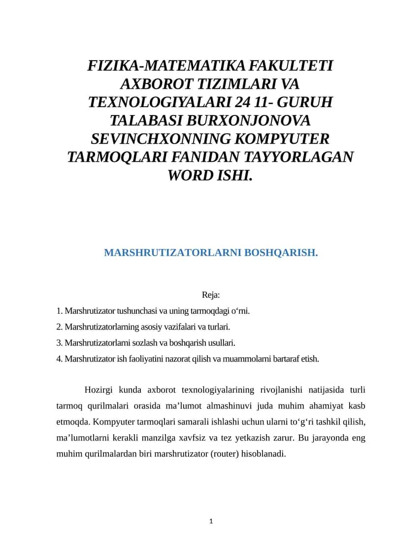 Marshrutizatorlarni boshqarish