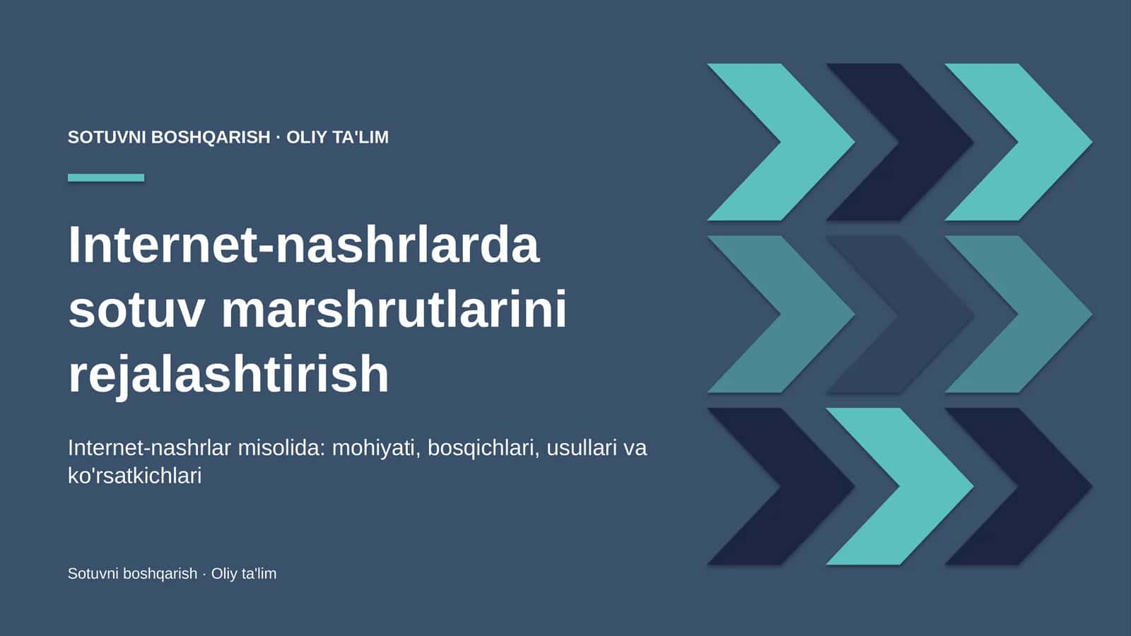 Internet-nashrlarda sotuv marshrutlarini rejalashtirish