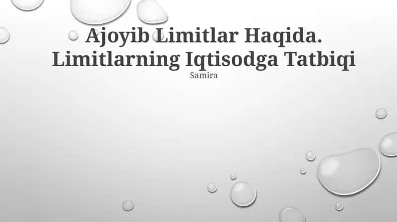 Ajoyib Limitlar Haqida