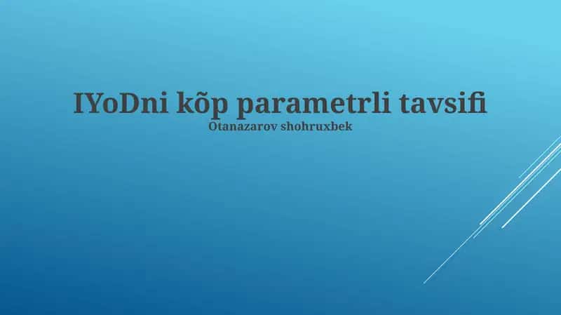IYoDni kõp parametrli tavsifi