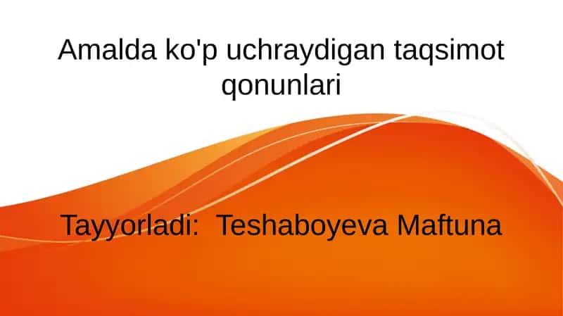 Amalda ko'p uchraydigan taqsimot qonunlari