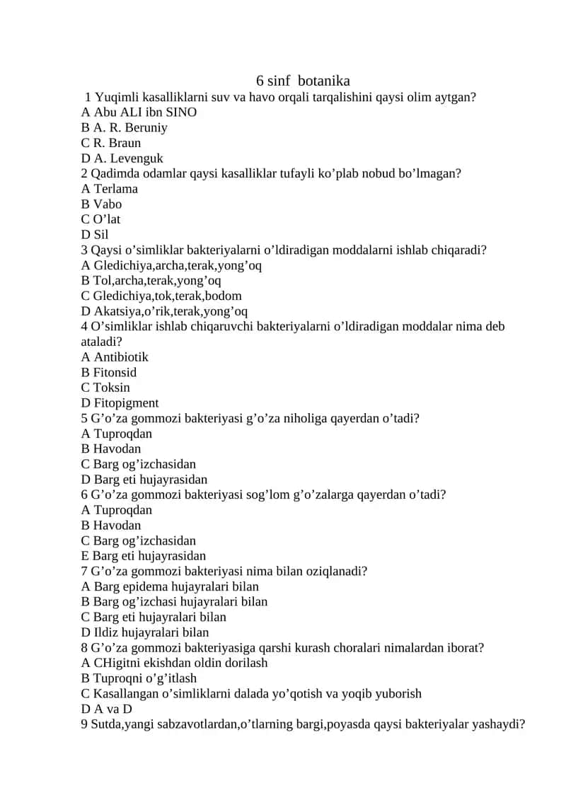 6 sinf botanika