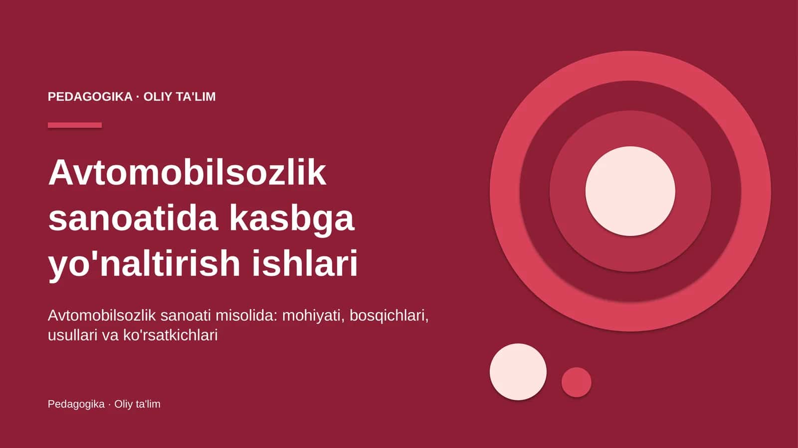 Avtomobilsozlik sanoatida kasbga yo'naltirish ishlari