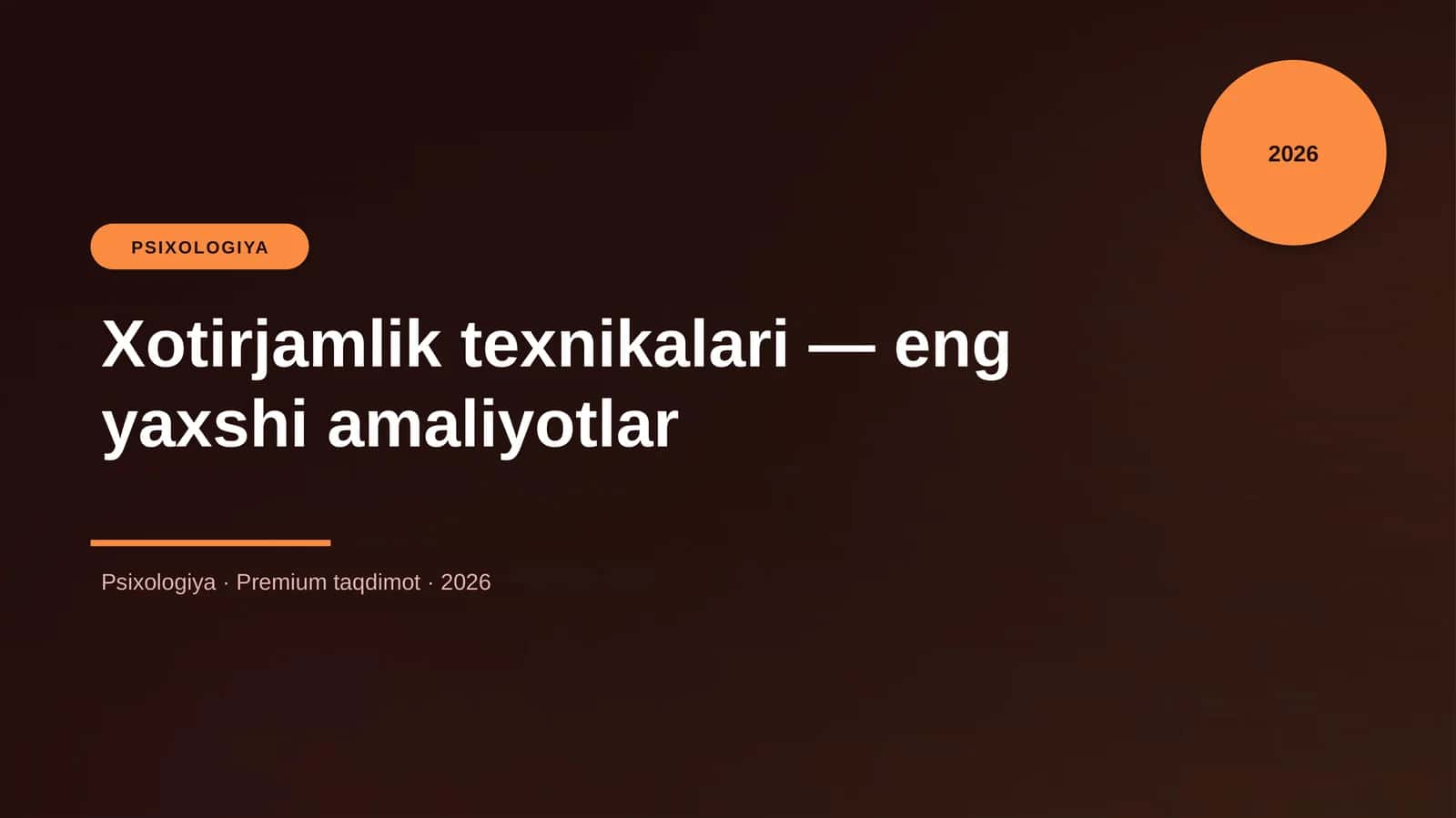 Xotirjamlik texnikalari — eng yaxshi amaliyotlar