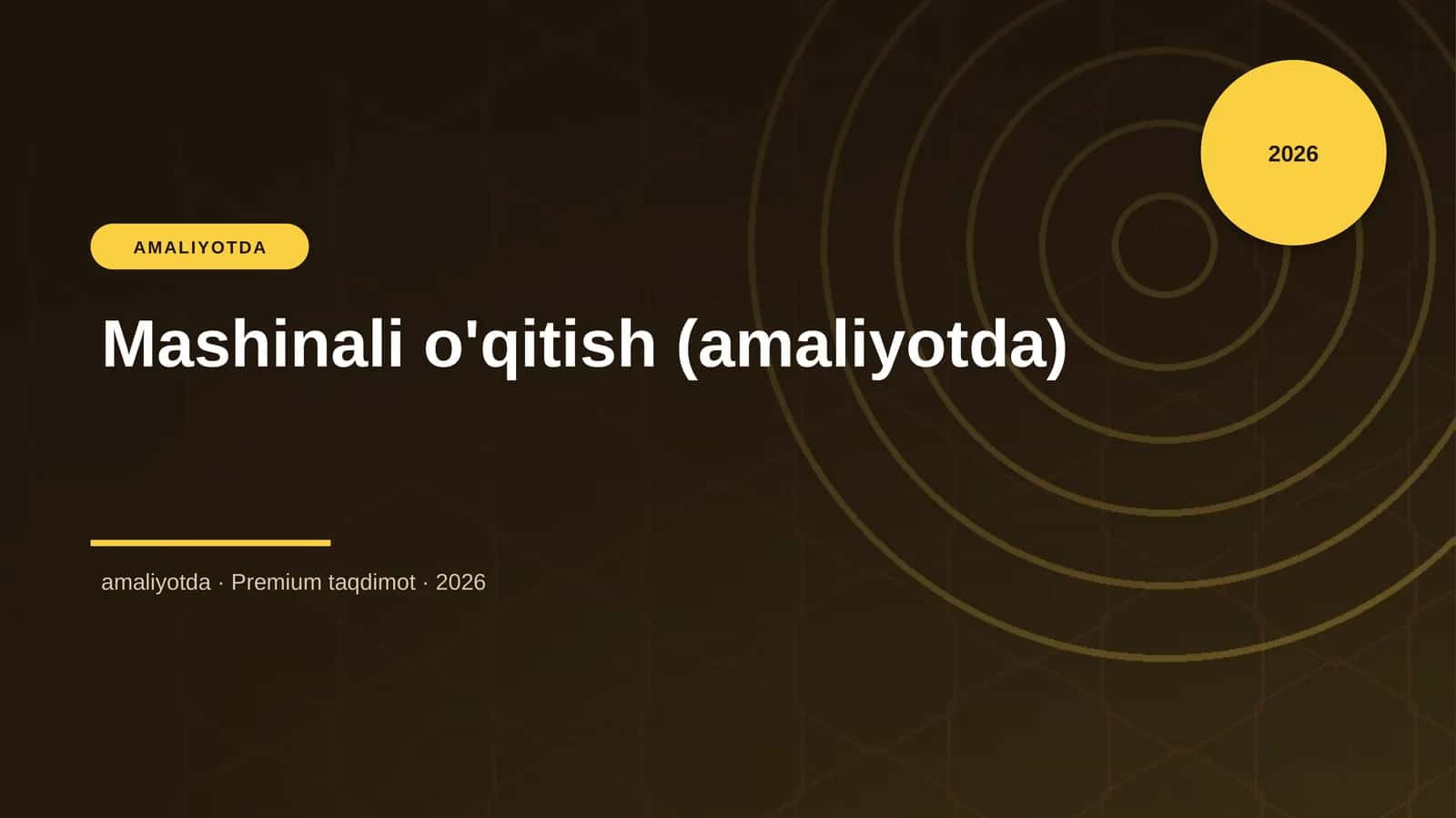 Mashinali o'qitish (amaliyotda)