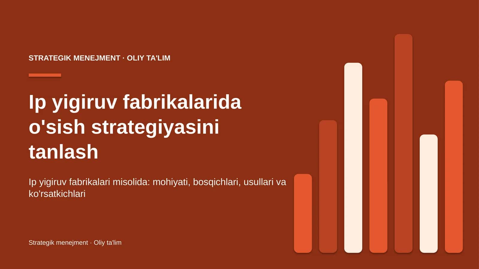 Ip yigiruv fabrikalarida o'sish strategiyasini tanlash