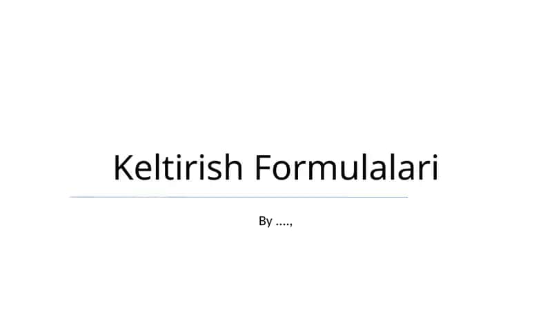 Keltirish Formulalari