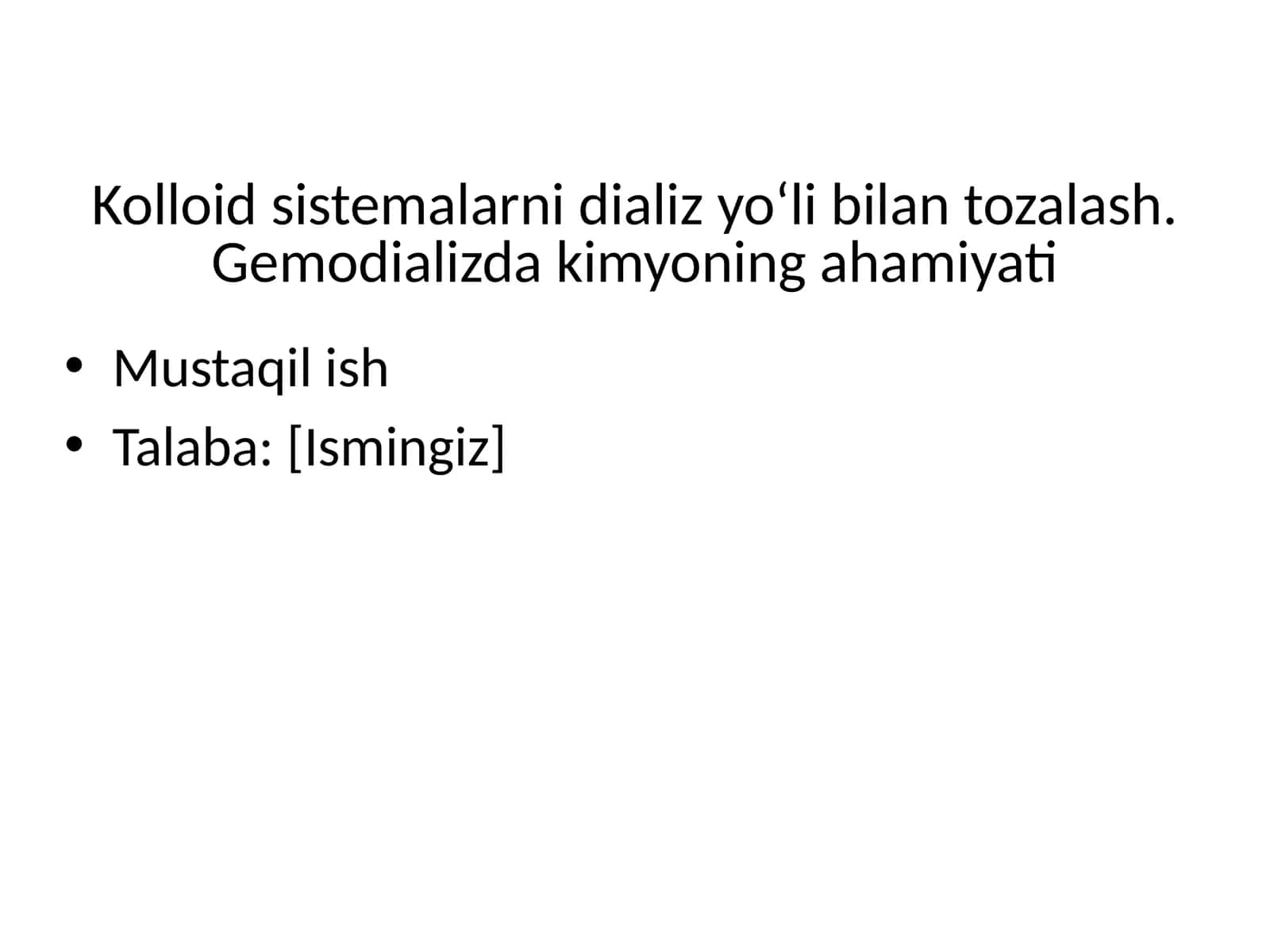 Kolloid sistemalarni tozalash