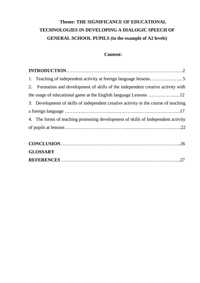 The Significance of Educational Technologies in Developing a Dialogic Speech of General School Pupils