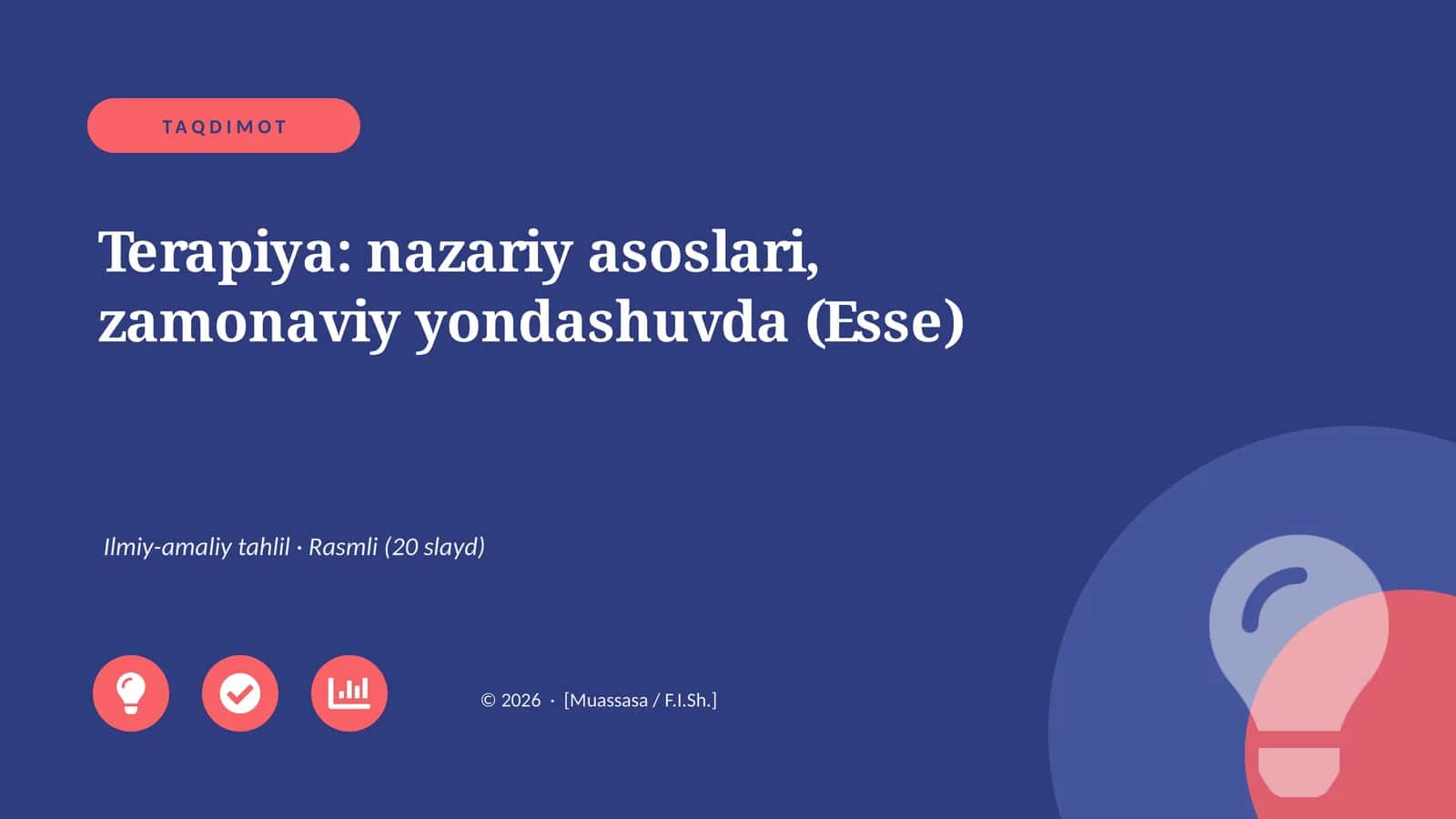 Terapiya: nazariy asoslari, zamonaviy yondashuvda (Esse)