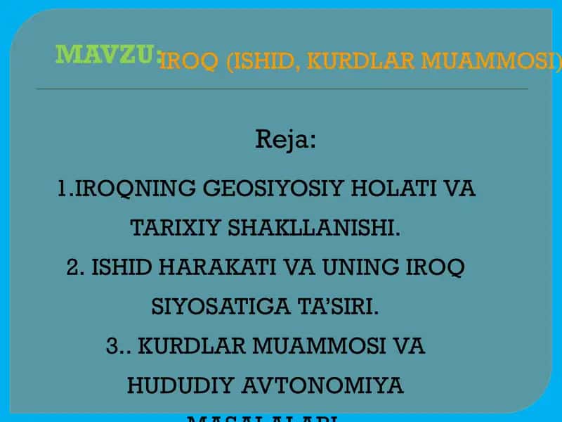 IROQ (ISHID, KURDLAR MUAMMOSI)