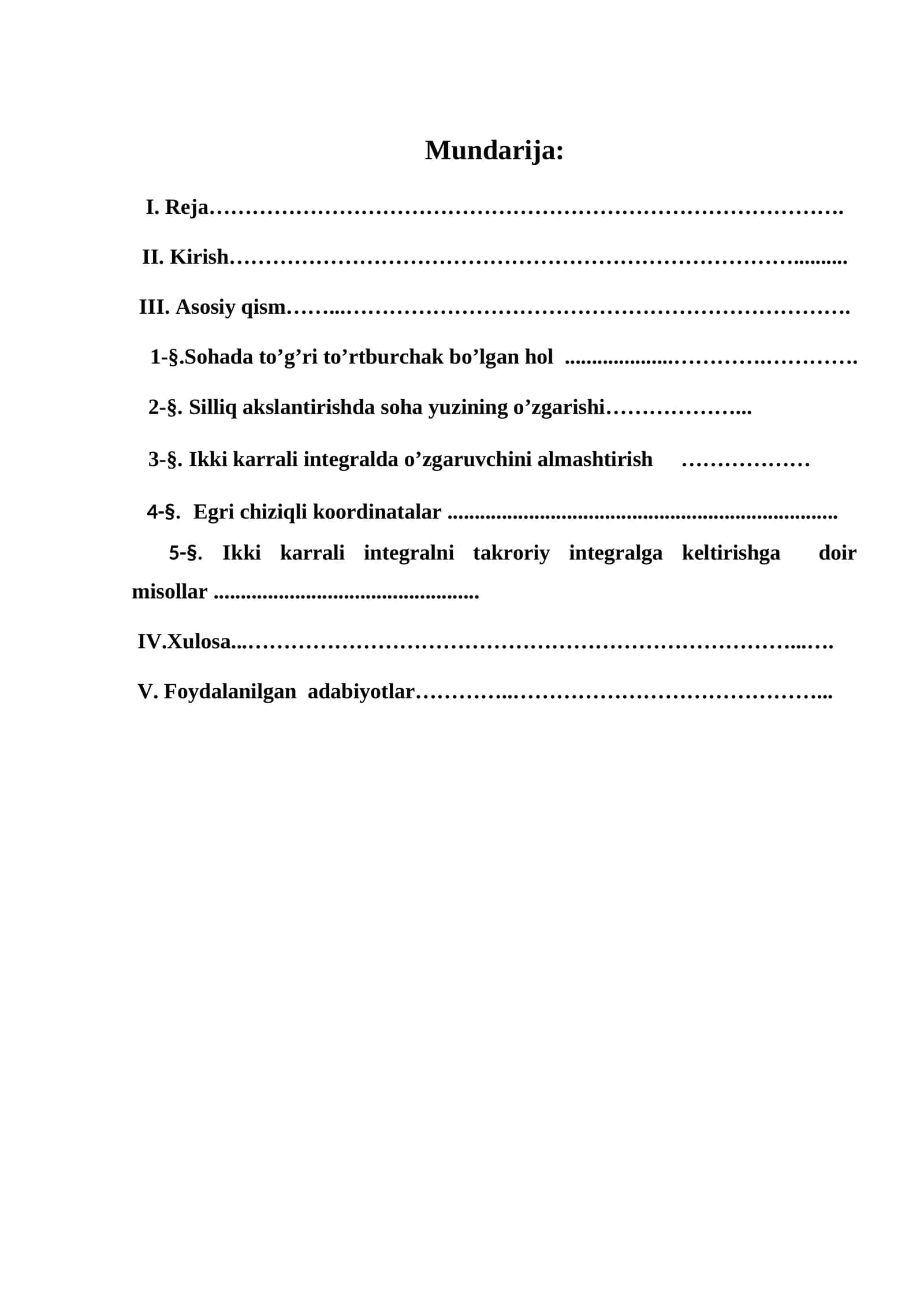 Ikki karrali integralni takroriy integralga keltirish