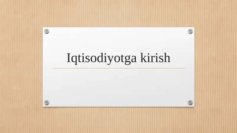 Iqtisodiyotga kirish