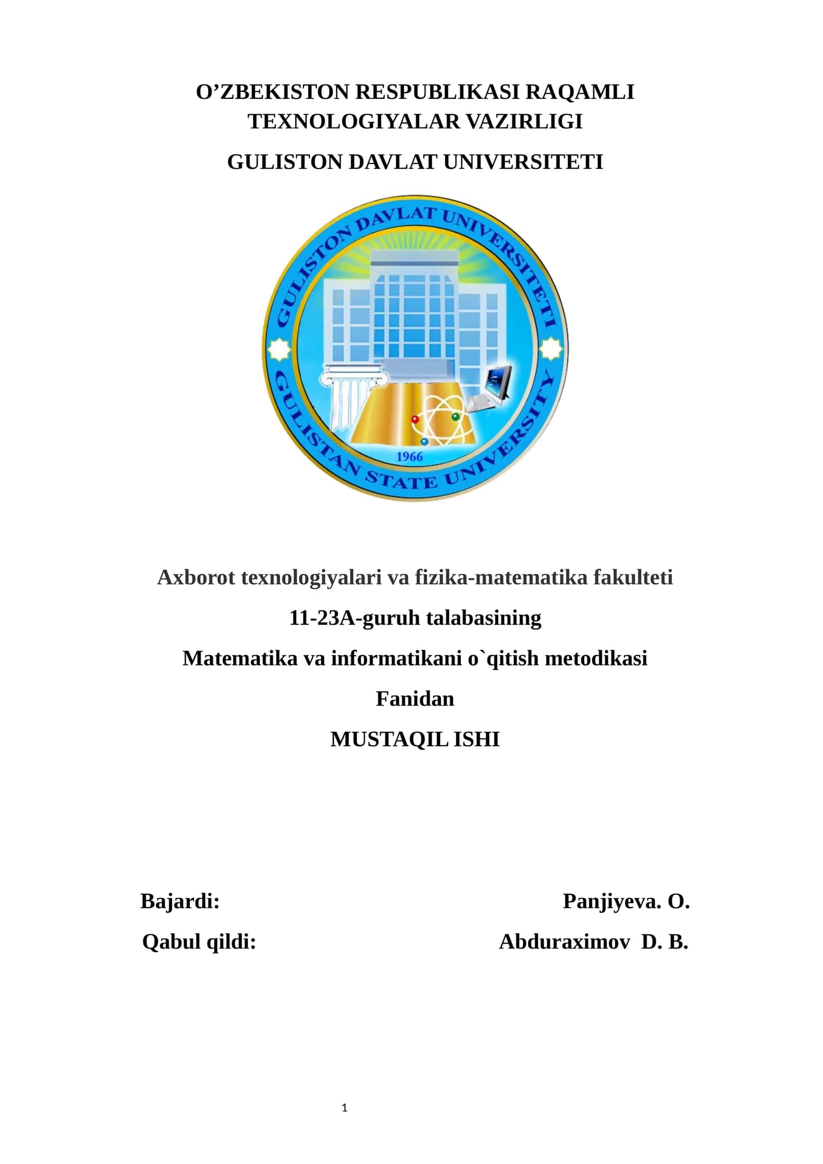 sinfdan tashqari informatikani o`qitish metodikasi