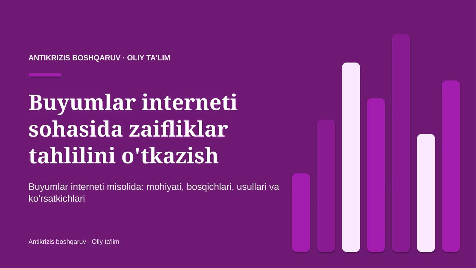 Buyumlar interneti sohasida zaifliklar tahlilini o'tkazish