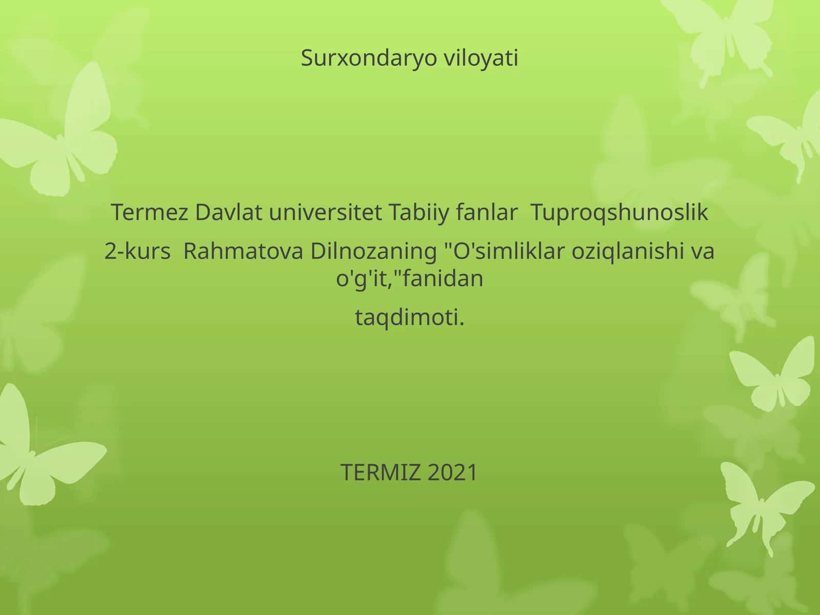 O'simliklar oziqlanishi va o'g'it