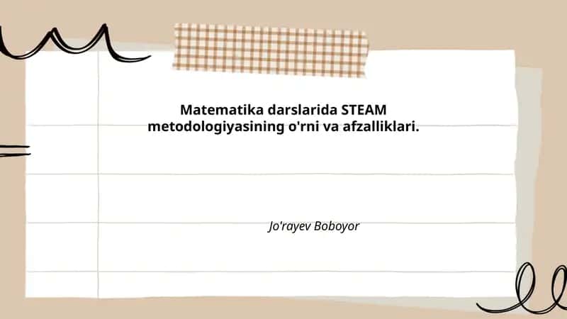 Matematika darslarida STEAM metodologiyasi