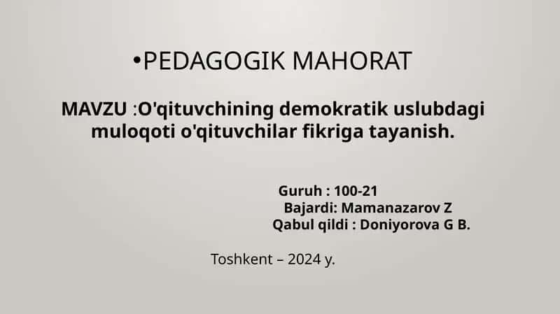 PEDAGOGIK MAHORAT