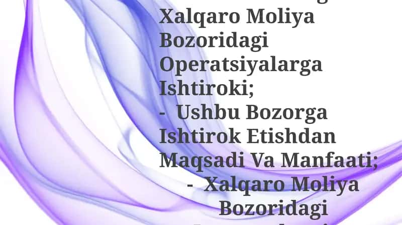 Xalqaro Moliya Bozori Ishtirokchilarini Quyidagi Xususiyatlar Bo’Yicha Klaster Ko’Rinishida Tasniflang