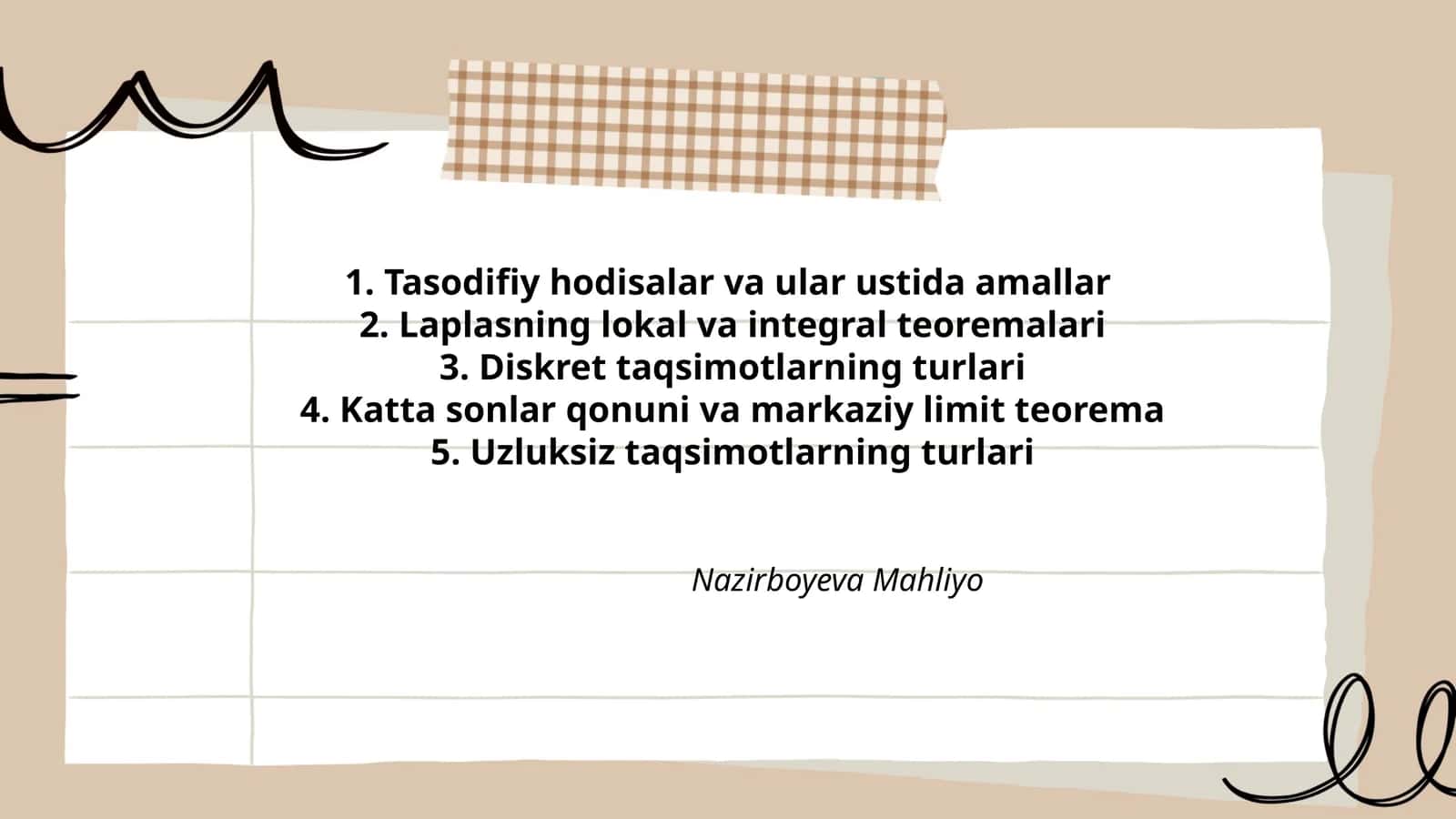 Tasodifiy hodisalar va ular ustida amallar