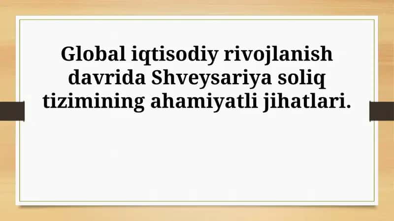 Shveysariya soliq tizimi
