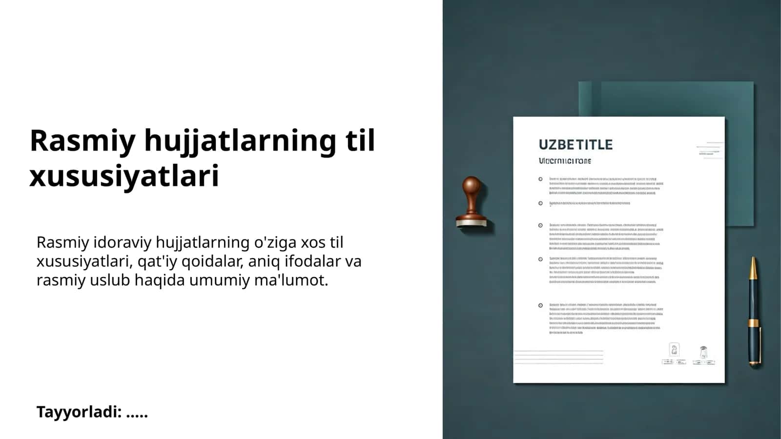 Rasmiy hujjatlarning til xususiyatlari