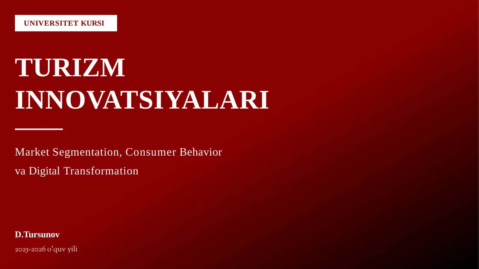 turizm innovatsiyalari