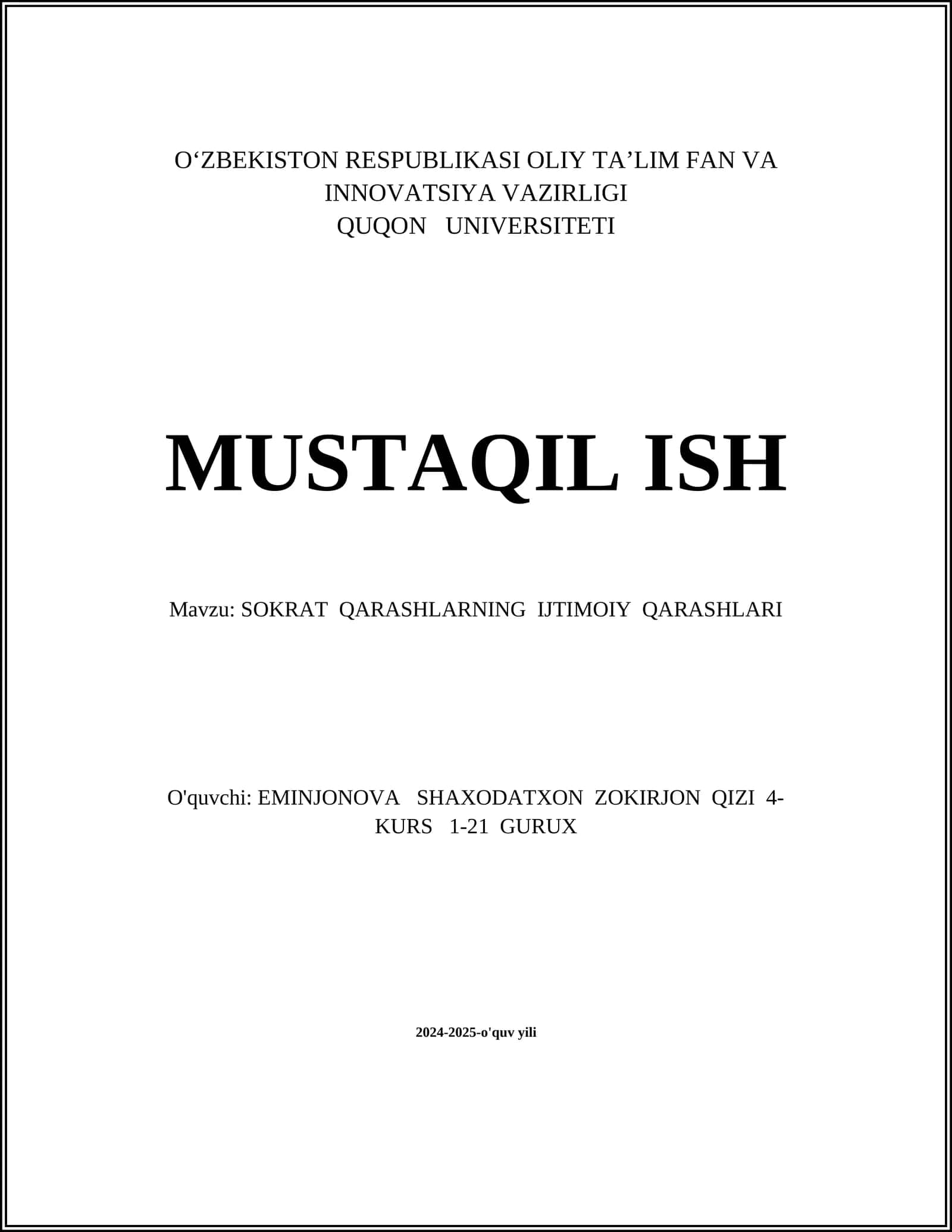 SOKRAT QARASHLARNING IJTIMOIY QARASHLARI
