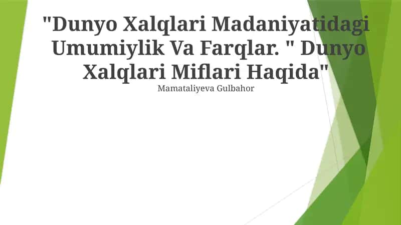 Dunyo Xalqlari Miflari Haqida