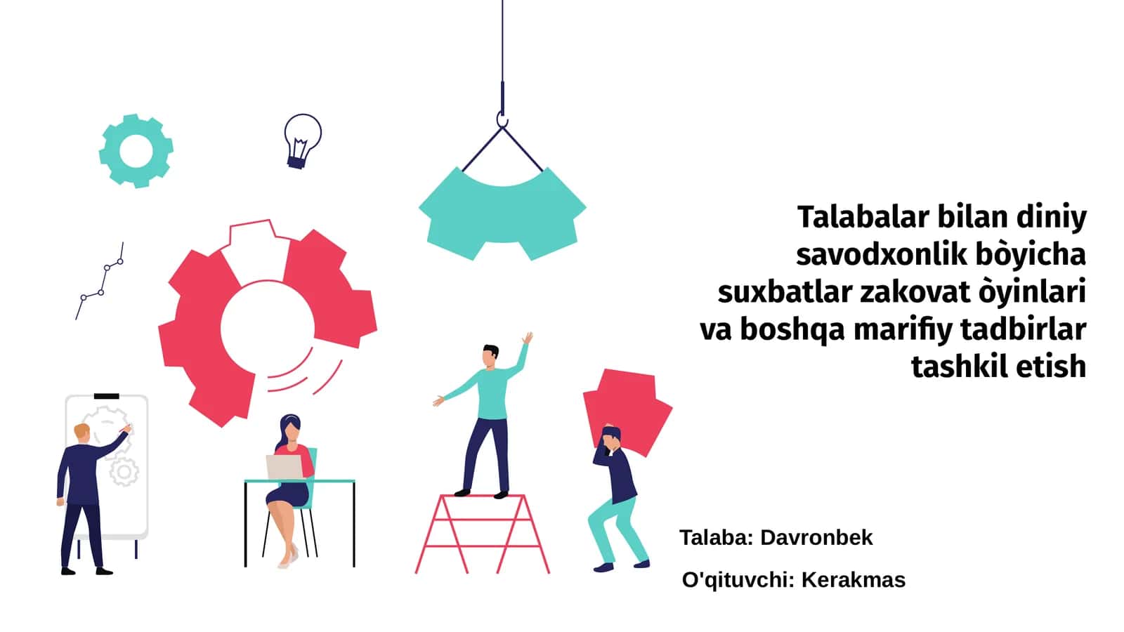 Talabalar bilan diniy savodxonlik bòyicha suxbatlar zakovat òyinlari va boshqa marifiy tadbirlar tashkil etish