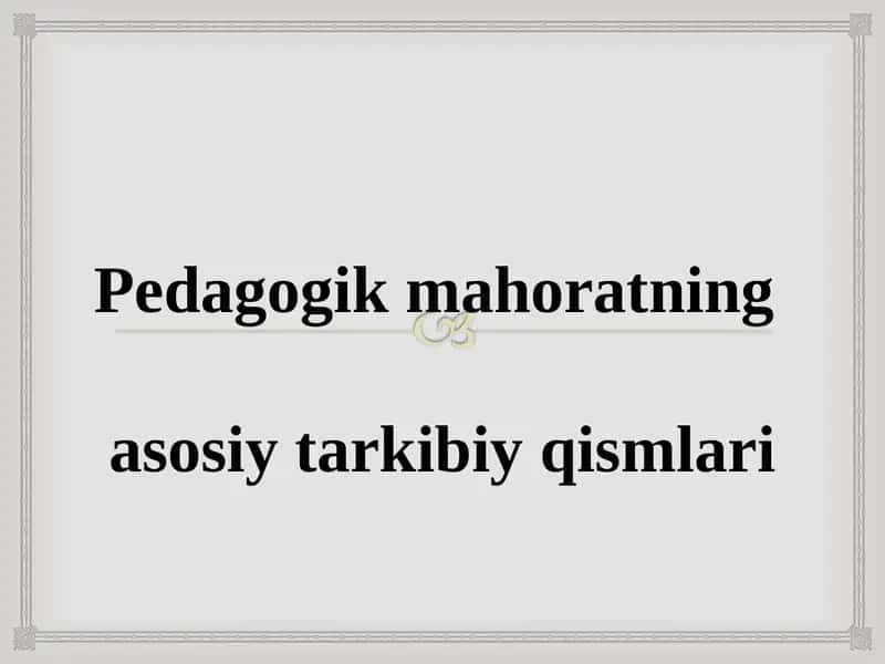 Pedagogik mahoratning