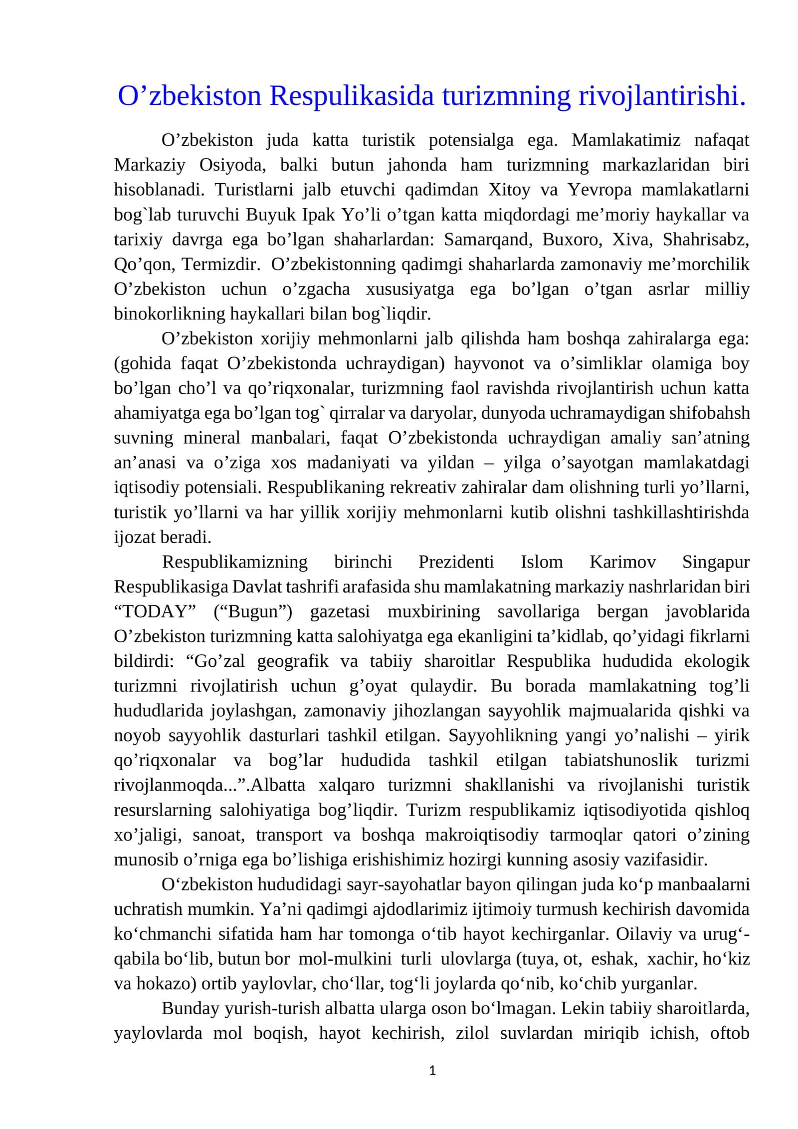 O'zbekiston turizmi
