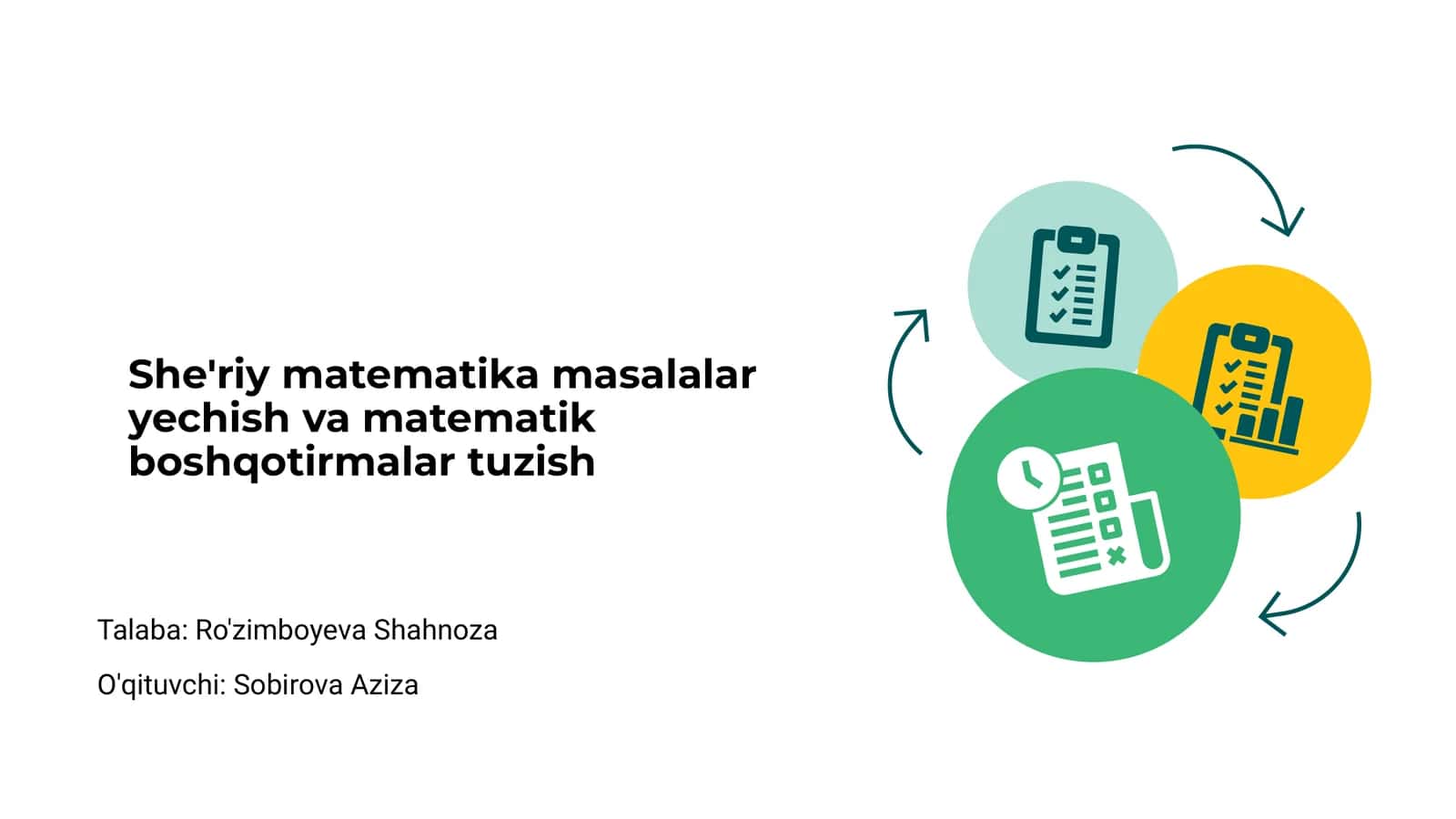 She'riy matematika masalalar yechish va matematik boshqotirmalar tuzish
