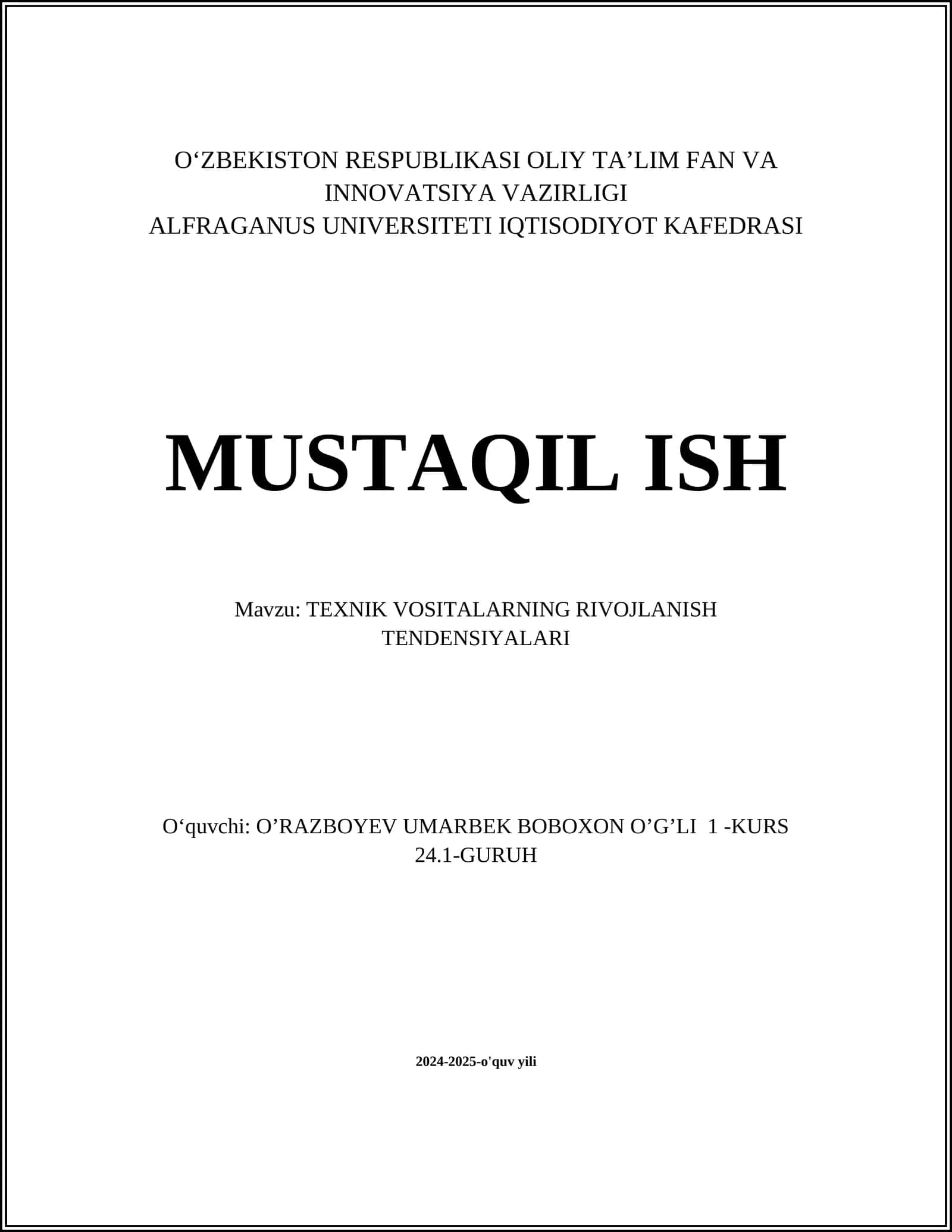 SUN'IY INTELLEKTNI TA'LIMDA QO'LLASH