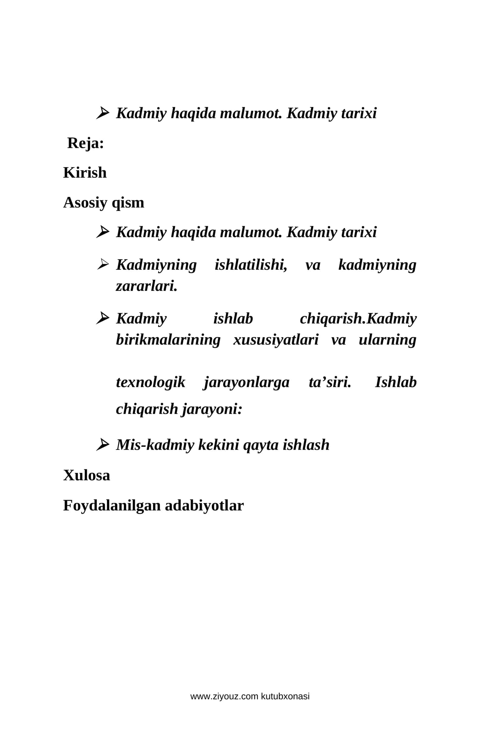 Kadmiy haqida malumot. Kadmiy tarixi