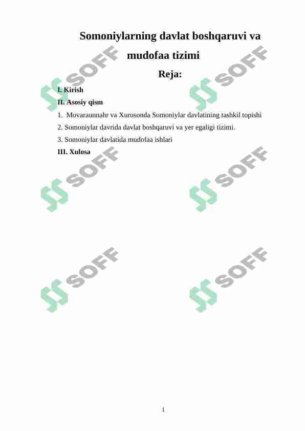 Somoniylarning davlat boshqaruvi va mudofaa tizimi