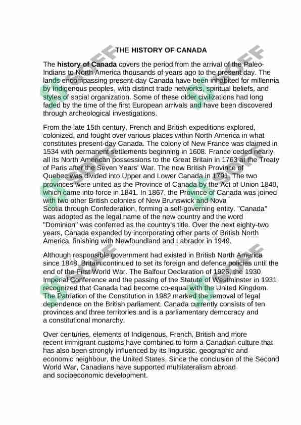 the history of canada